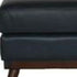 22" Navy Blue Genuine Leather And Brown Ottoman