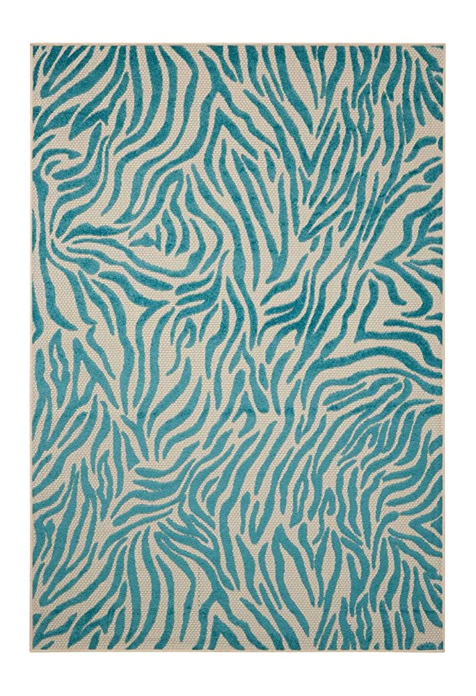 10' X 13' Blue Abstract Non Skid Indoor Outdoor Area Rug
