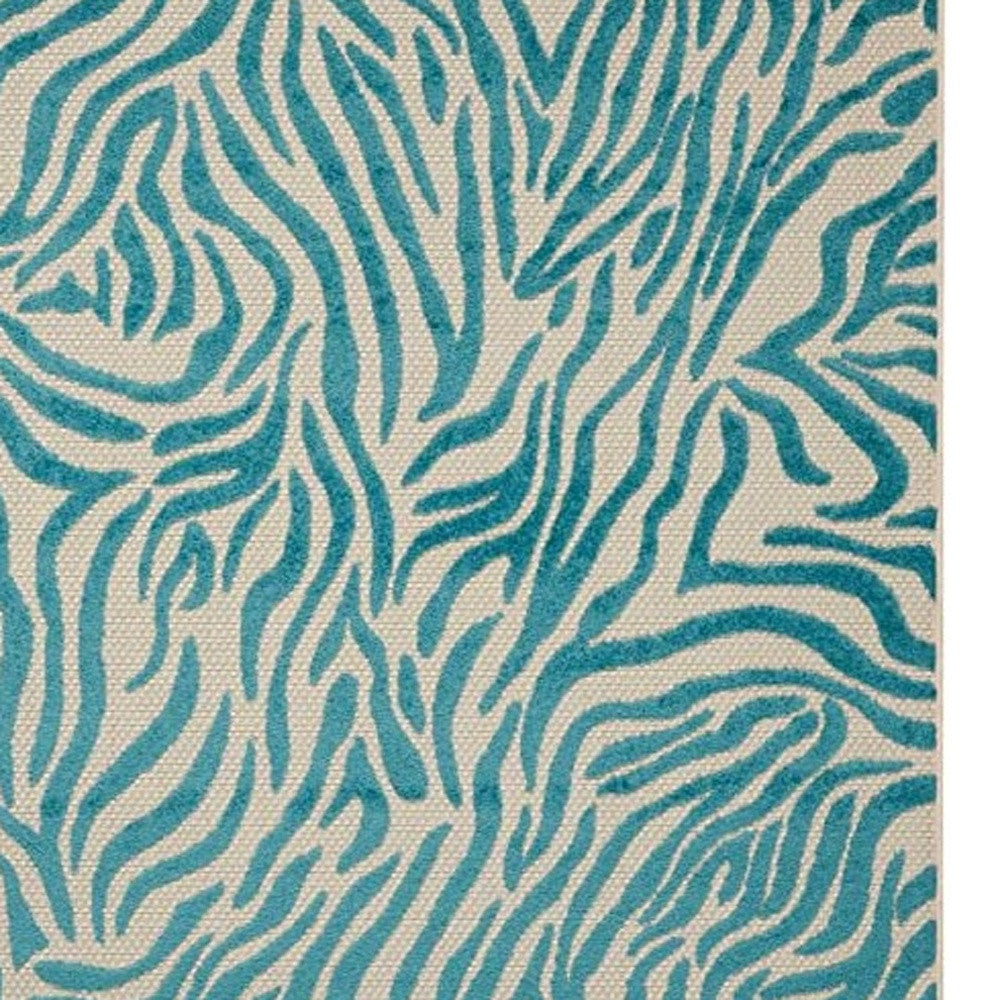 10' X 13' Blue Abstract Non Skid Indoor Outdoor Area Rug