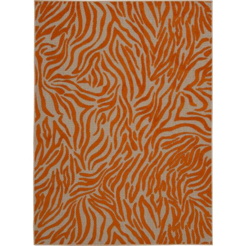 10' X 13' Orange Abstract Non Skid Indoor Outdoor Area Rug