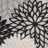 12' X 15' Black And White Floral Non Skid Indoor Outdoor Area Rug