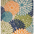 9' X 12' Orange Green And Blue Floral Non Skid Indoor Outdoor Area Rug