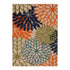 10' X 13' Orange Green And Blue Floral Non Skid Indoor Outdoor Area Rug