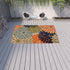 10' X 13' Orange Green And Blue Floral Non Skid Indoor Outdoor Area Rug