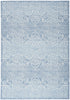 5' X 7' Aqua Damask Distressed Washable Area Rug