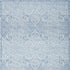 5' X 7' Aqua Damask Distressed Washable Area Rug