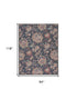 8' X 10' Charcoal Floral Distressed Washable Area Rug