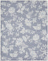 8' X 10' Grey Floral Distressed Washable Area Rug