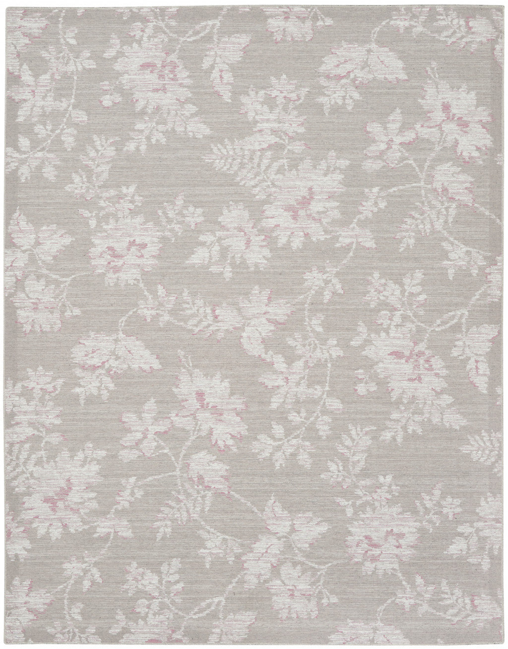 8' X 10' Natural Floral Distressed Washable Area Rug
