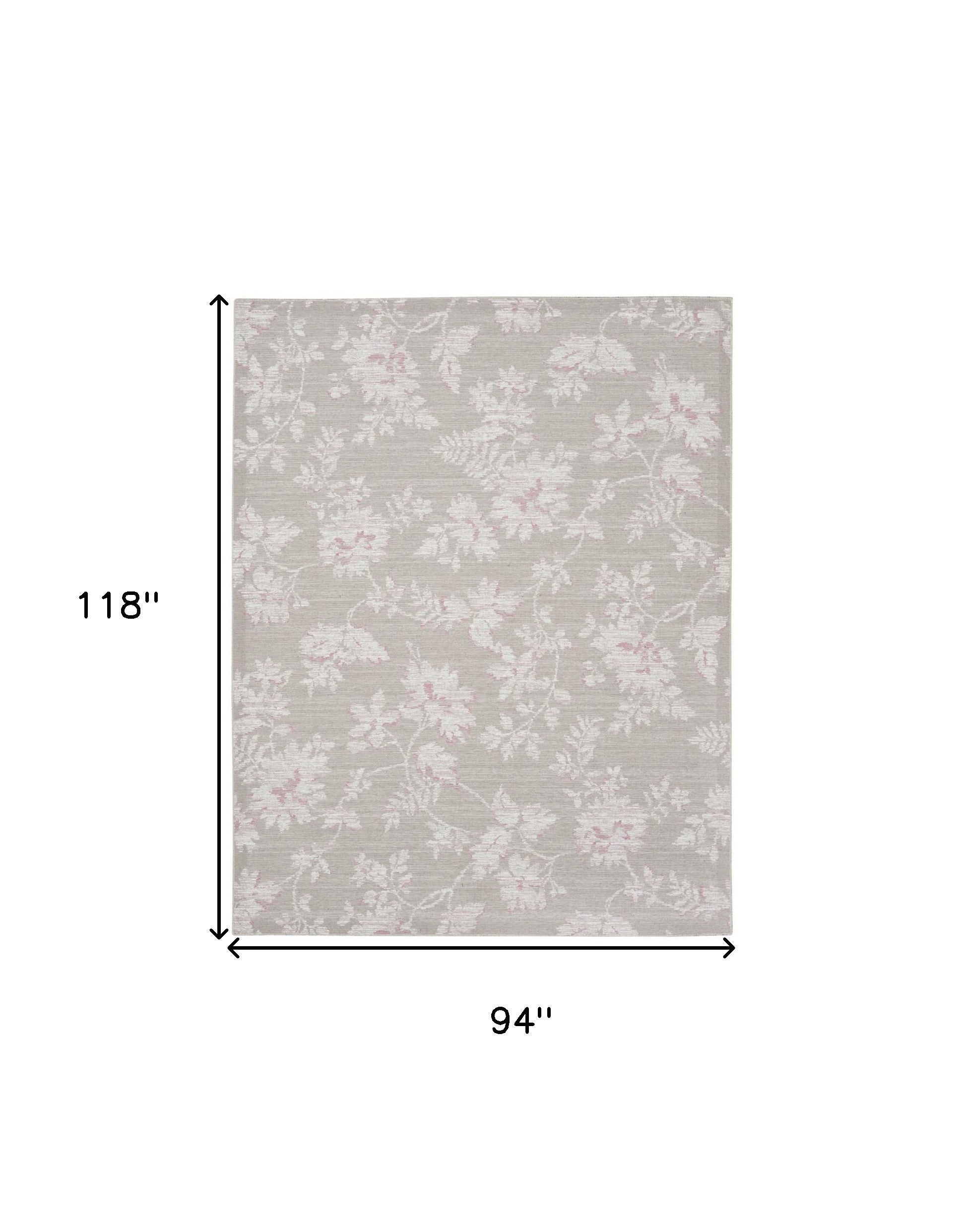 8' X 10' Natural Floral Distressed Washable Area Rug