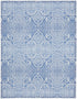 8' X 10' Blue Floral Distressed Washable Area Rug