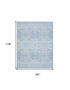 8' X 10' Blue Floral Distressed Washable Area Rug