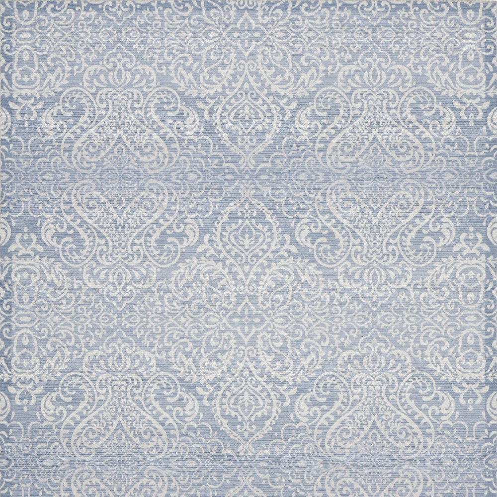 8' X 10' Slate Damask Distressed Washable Area Rug