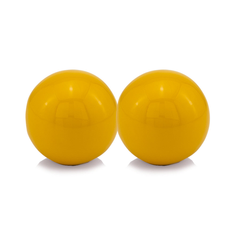 Set of 2 Yellow Enameled Aluminum Spheres