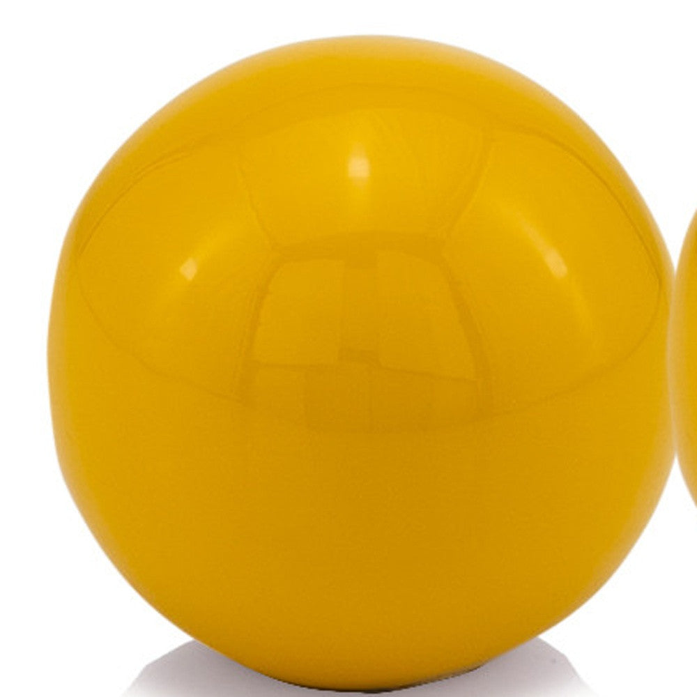 Set of 2 Yellow Enameled Aluminum Spheres