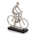 10" Silver and Black Marble Aluminum Man on Bike Sculpture