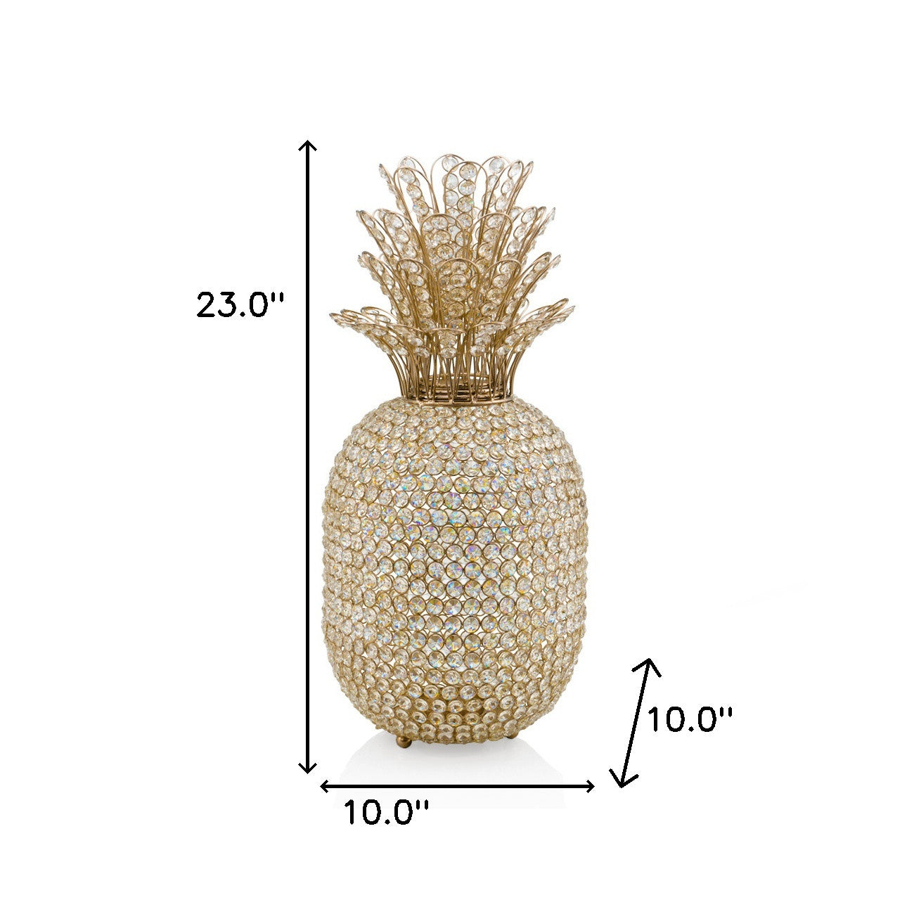 23" Glam Bling Faux Crystal and Gold Pineapple