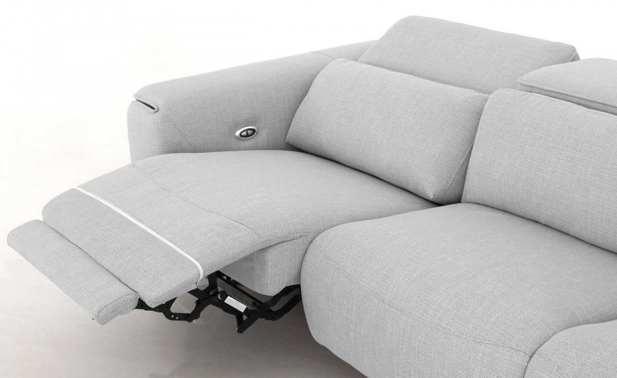 84" Gray And Silver Power Reclining Love Seat