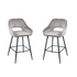 Set of Two 27" Gray And Black Velvet And Iron Low Back Counter Height Bar Chairs