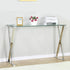 12" Clear and Silver Glass Frame Console Table