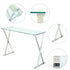 12" Clear and Silver Glass Frame Console Table