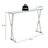 12" Clear and Silver Glass Frame Console Table