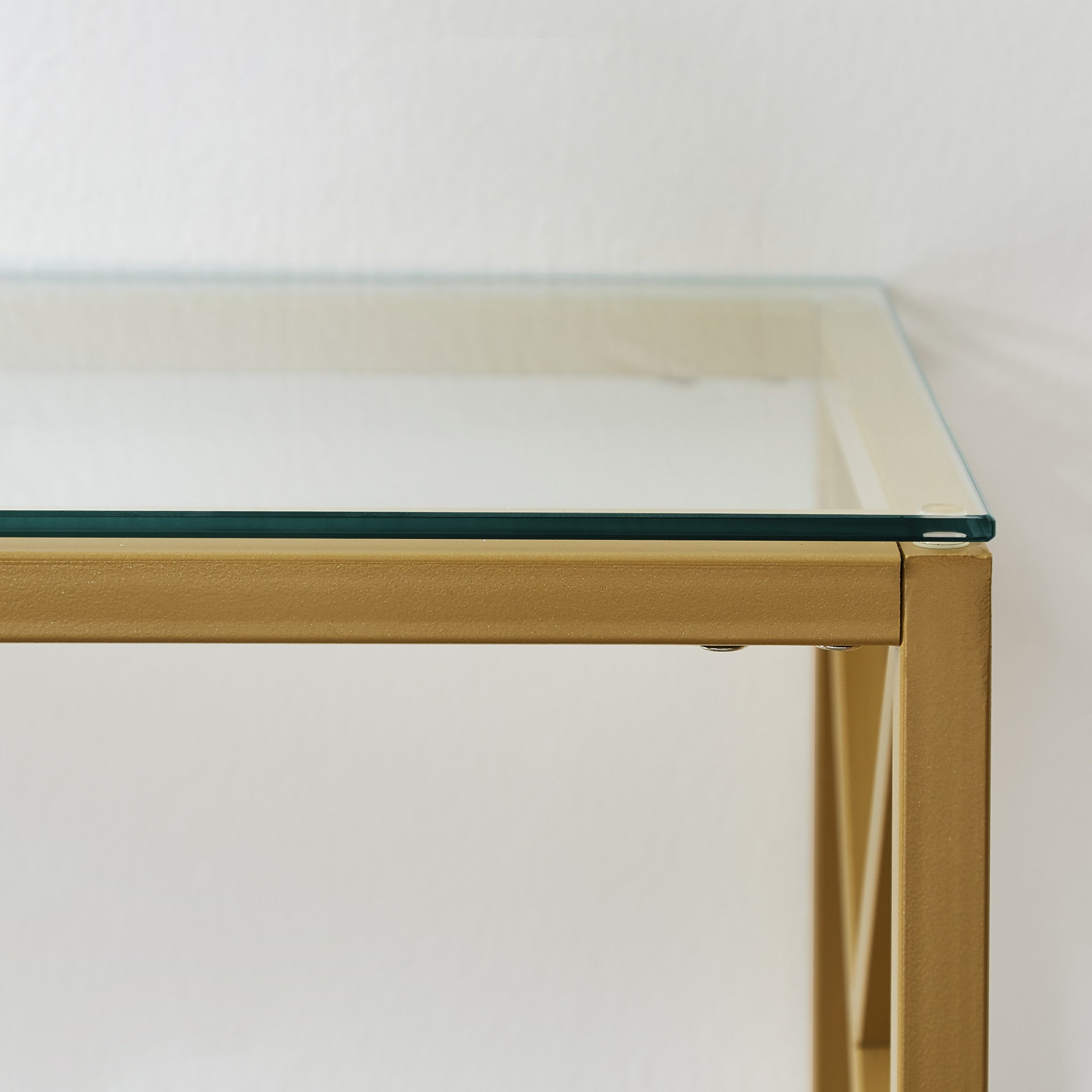 12" Clear and Gold Glass Frame Console Table