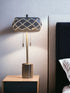 28" Silver Metal Table Lamp With Geometric Laser Cut Metal Shade