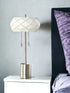 28" Silver Metal Table Lamp With Geometric Laser Cut Metal Shade