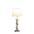 30" Brushed Silver Geo Glass Table Lamp With White Shade