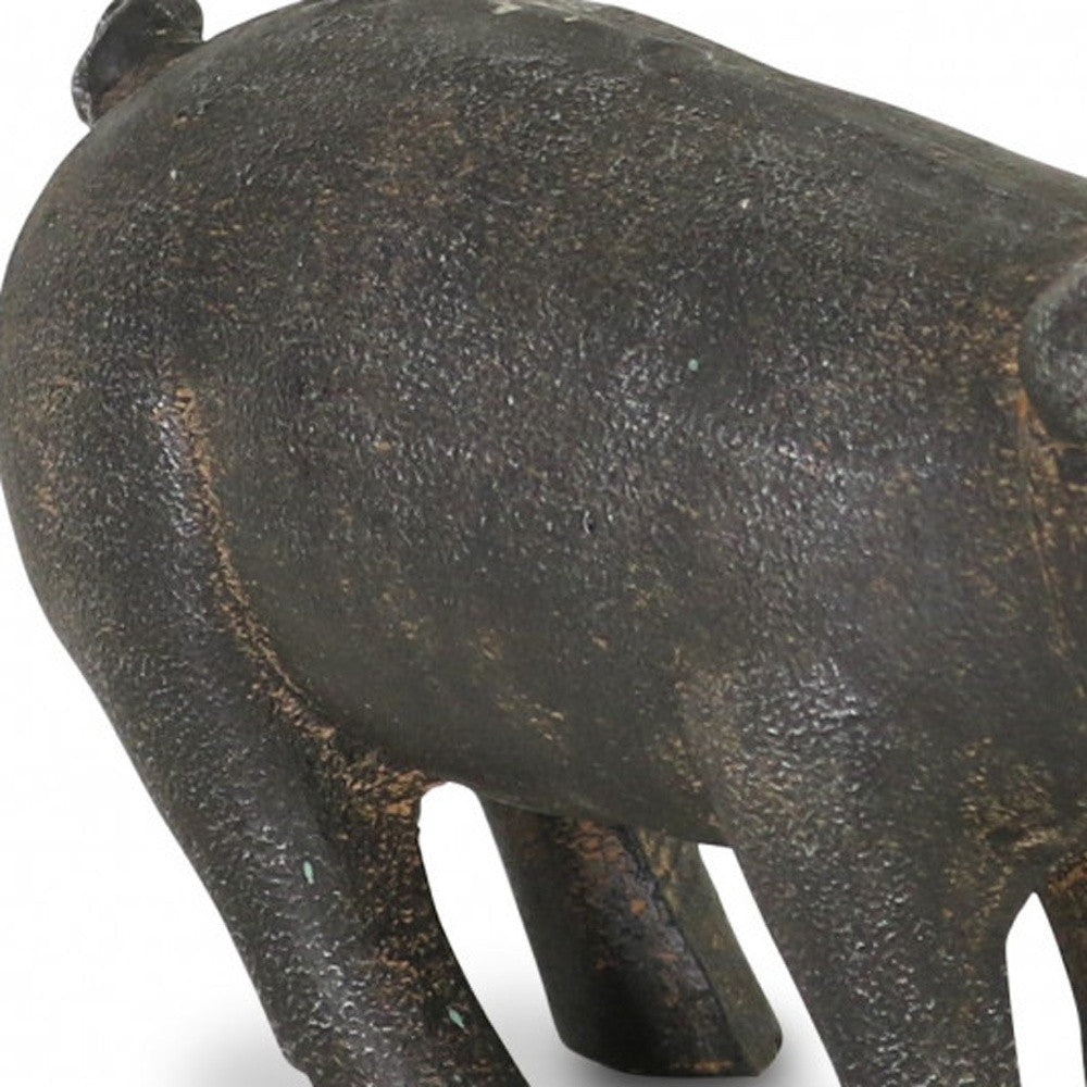 5" Black Cast Iron Pig Hand Painted Sculpture