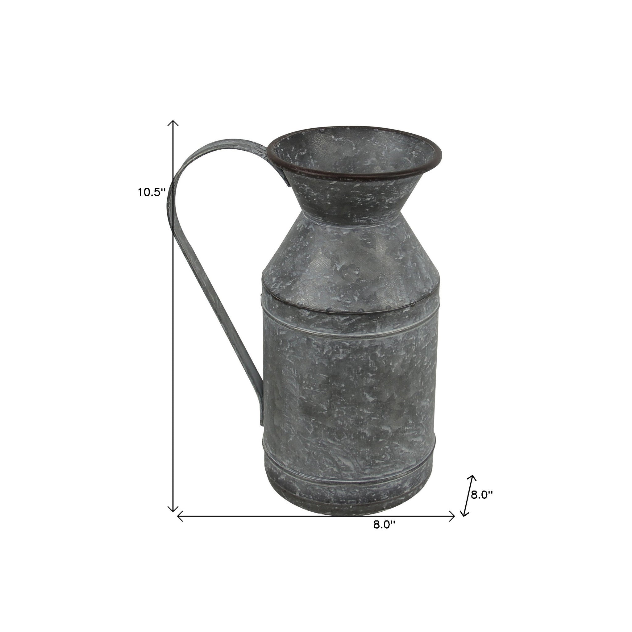 11" Gray Galvanized Metal Decorative Water Jug