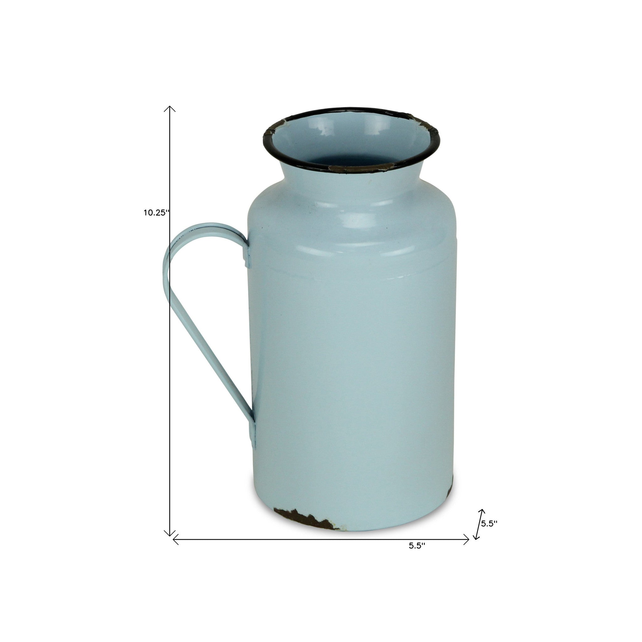 10" Blue and Black Metal Rustic Decorative Water Jug