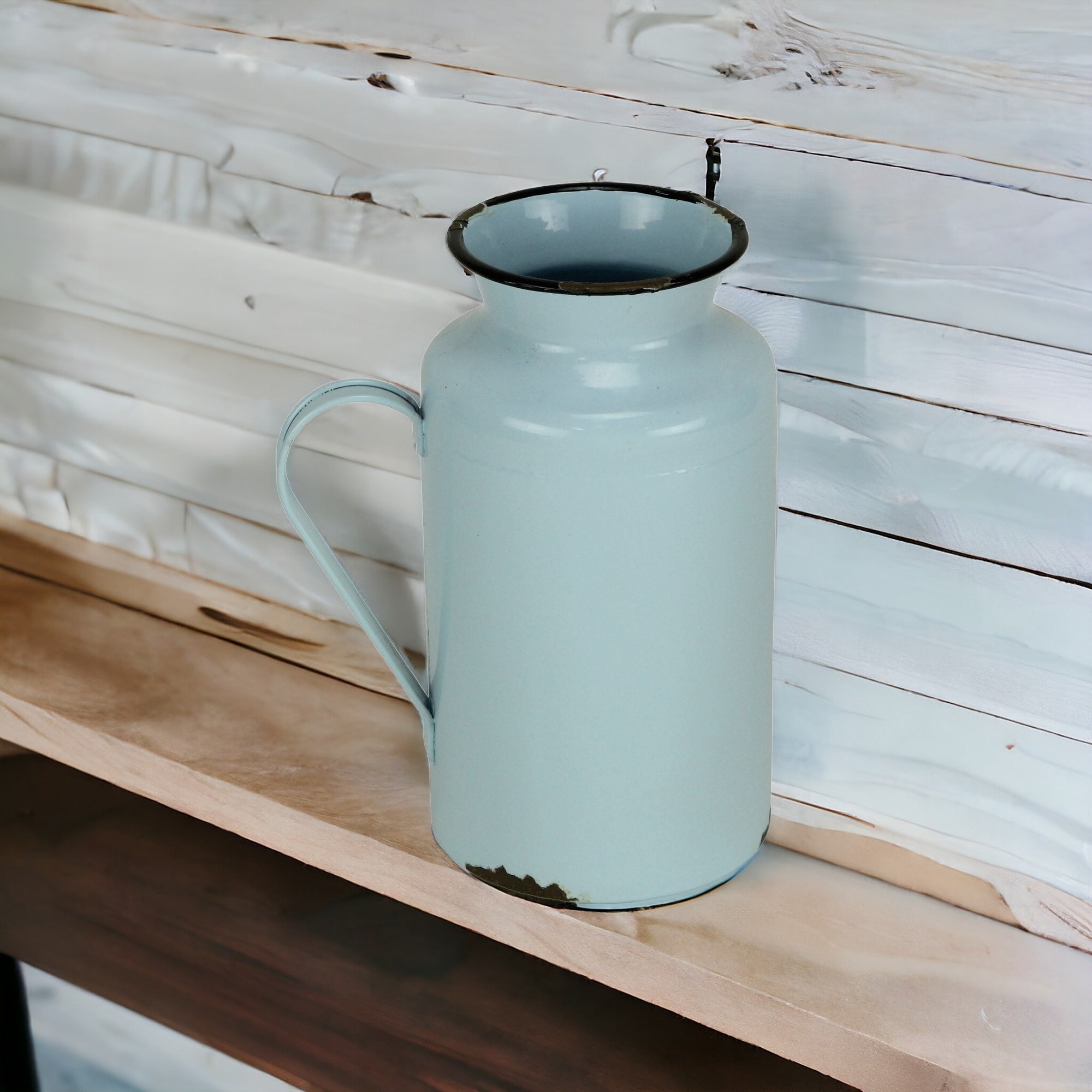 10" Blue and Black Metal Rustic Decorative Water Jug