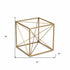 8" Gold Metal Abstract Geo Cube Sculpture