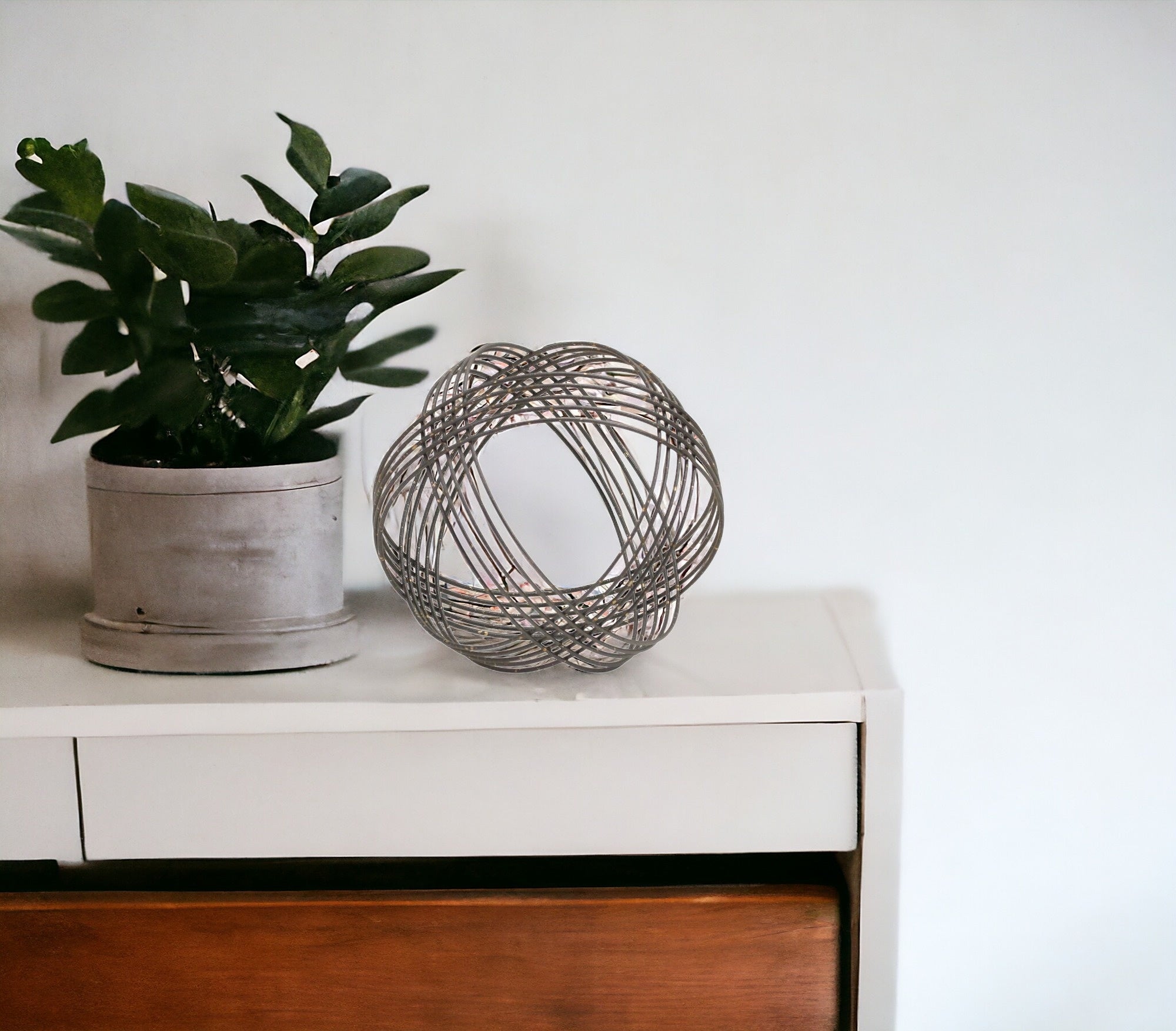 7" Gray Metal Decorative Orb