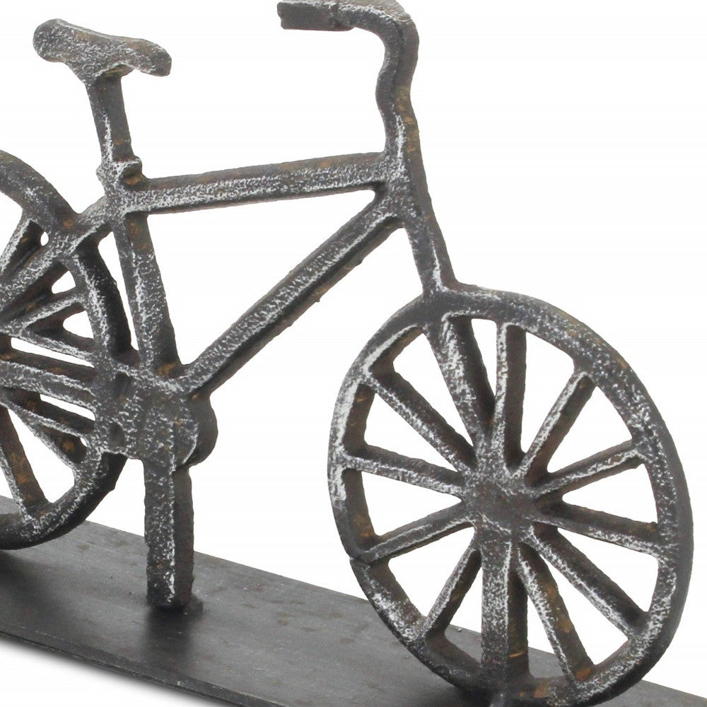 8" Black Metal Bicycle Hand Painted Sculpture