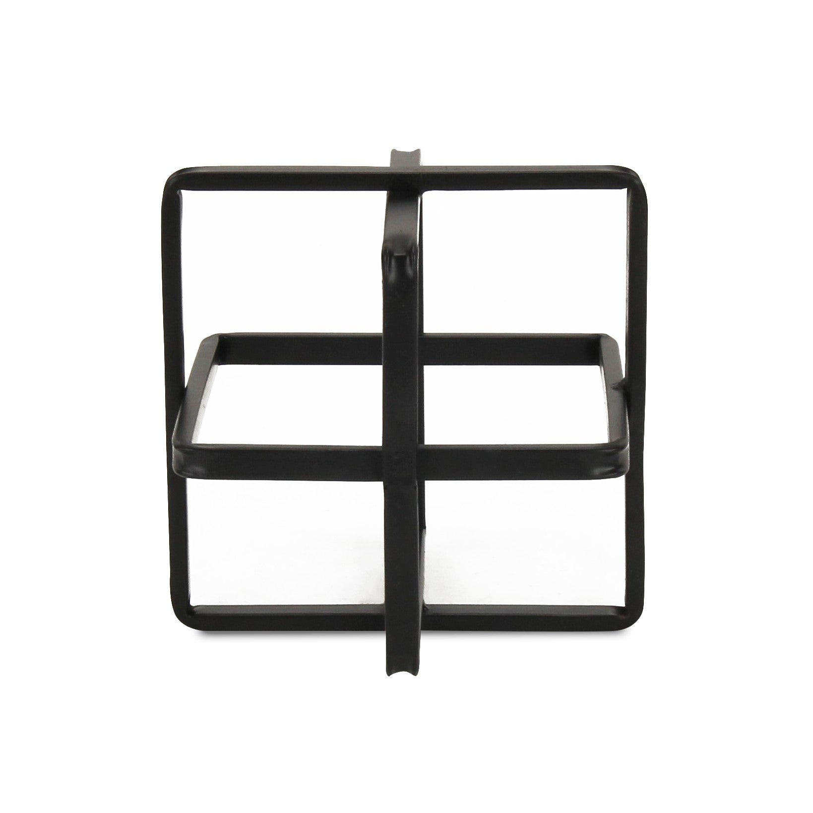 6" Black Metal Abstract Cube Sculpture