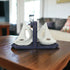 Set Of Two 5" Blue Cast Iron Boat Bookends