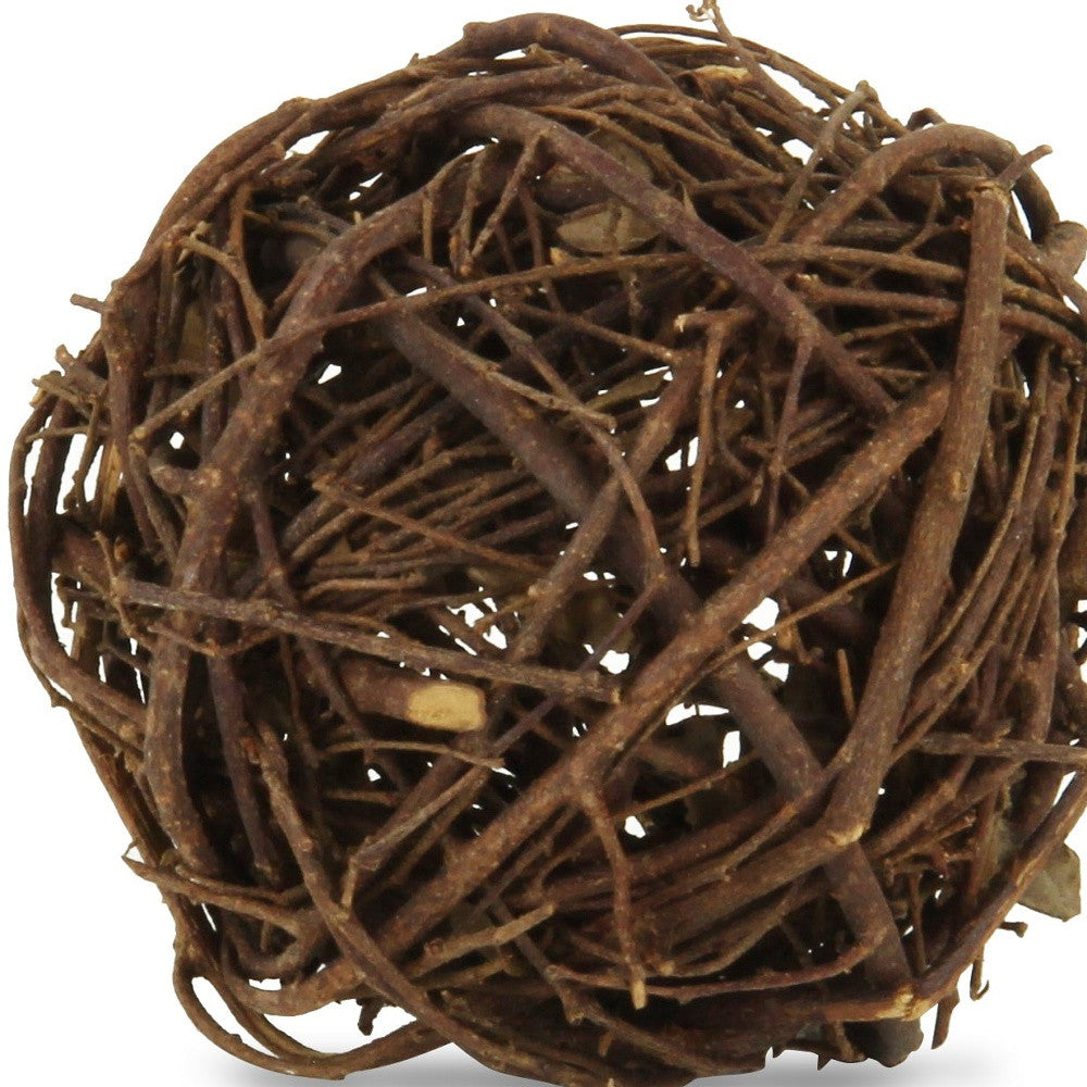 3" Dark Brown Rustic Woven Wicker Decorative Orb