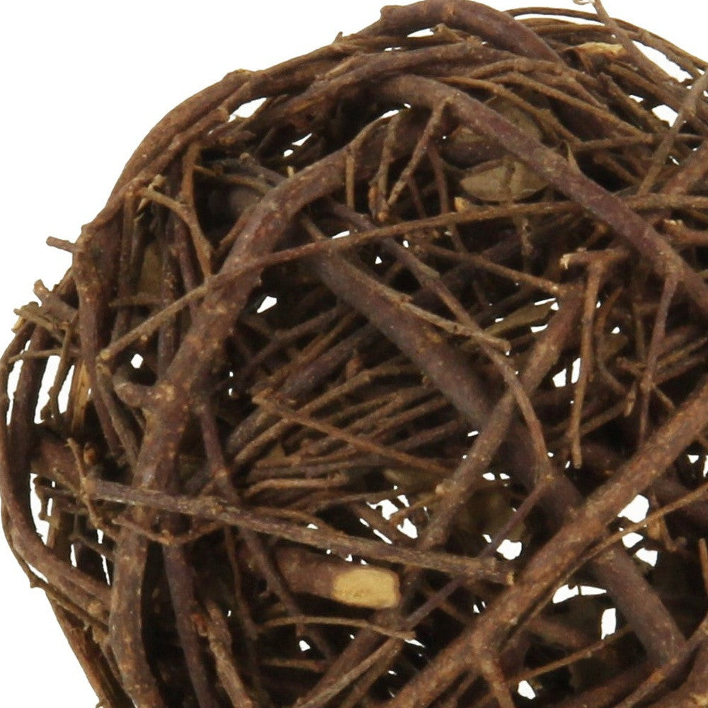 3" Dark Brown Rustic Woven Wicker Decorative Orb