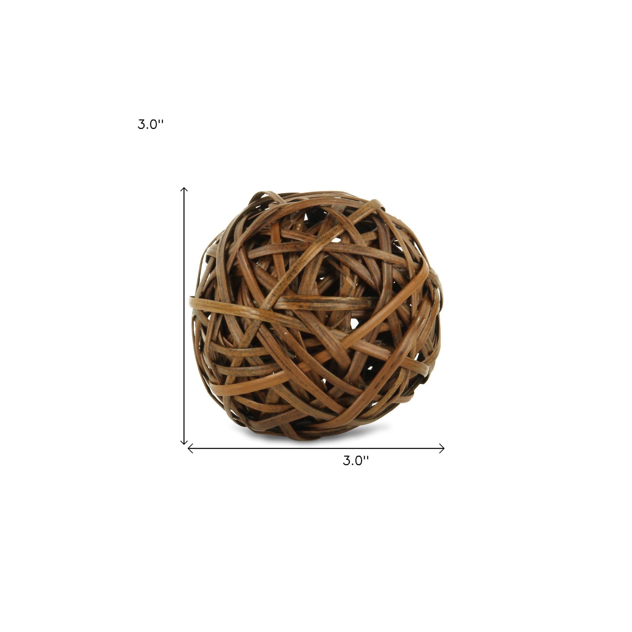 3" Brown Woven Wicker Orb Decorative Orb