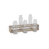 Set of Six Clear Glass Decorative Bottles and Wood Stand