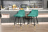 Set of Two 25" Green And Black and Gold Steel Swivel Low Back Counter Height Bar Chairs