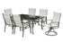 Seven Piece Black and Gray Rectangular Glass Dining Set with Six Chairs