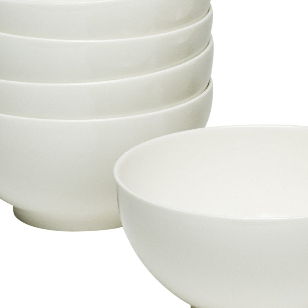 White Six Piece Porcelain Service For Six Bowl Set