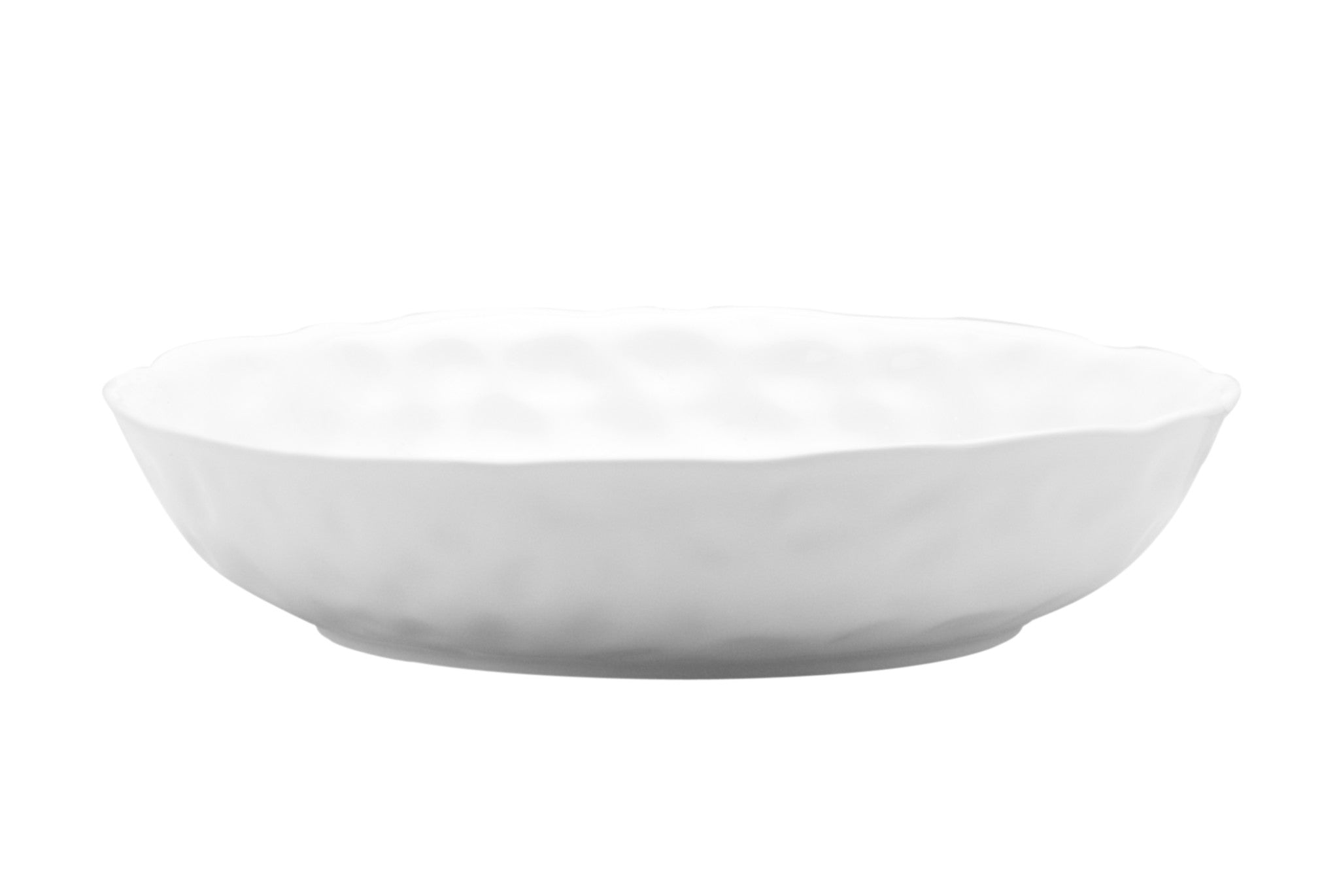 White Six Piece Round Pebbled Porcelain Service For Six Bowl Set