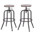 Set of Two 30" Natural And Black Steel Swivel Backless Bar Chairs