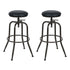 Set of Two 30" Brown And Black Steel Swivel Backless Bar Chairs