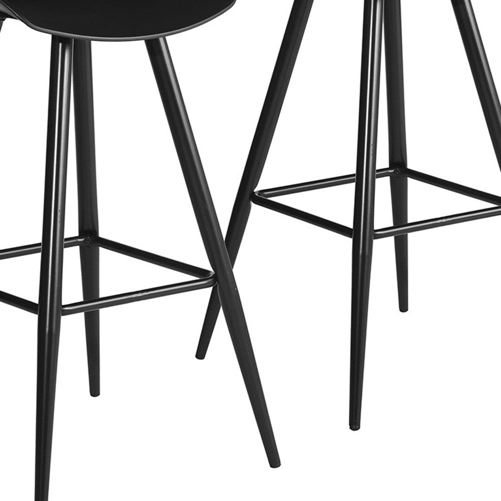 Set of Two 28" Black Steel Low Back Counter Height Bar Chairs